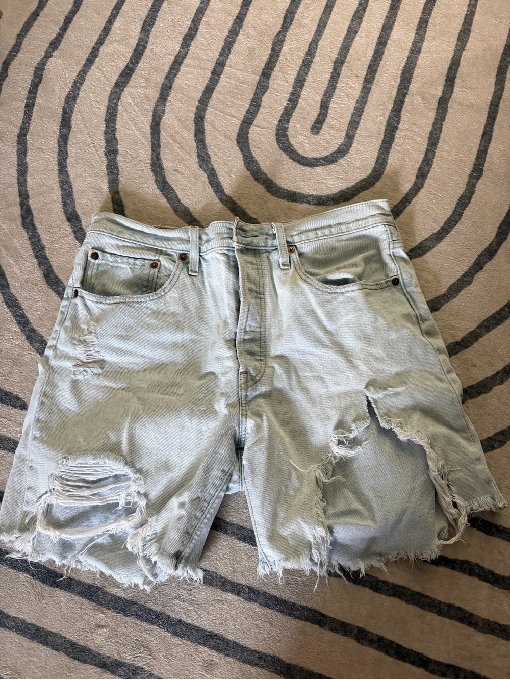 Levi's Light Blue Distressed Denim Shorts